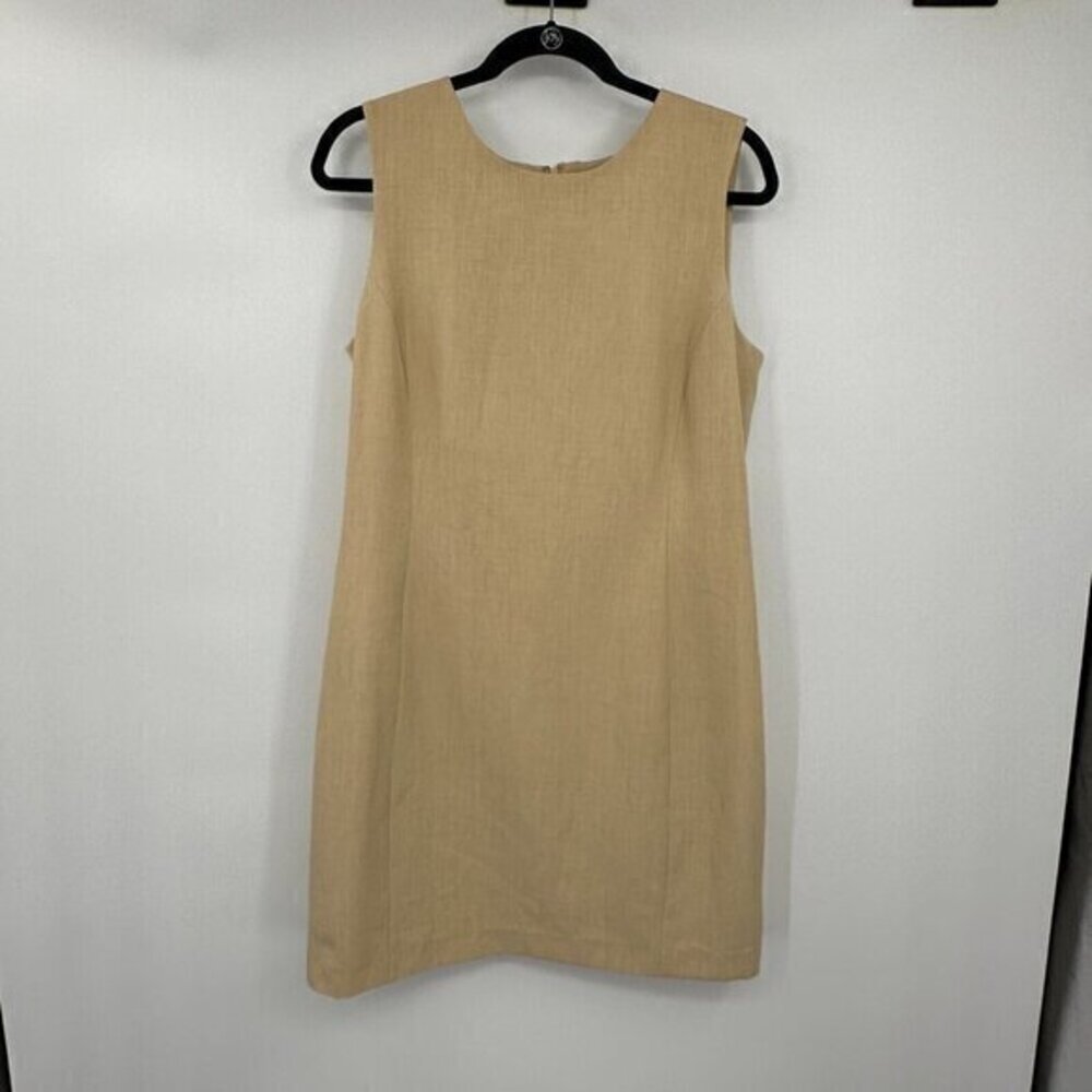 Oleg Cassini Womens Dress 12 Beige Sheath Sleeveless Business Casual Suit Dress - Picture 1 of 12